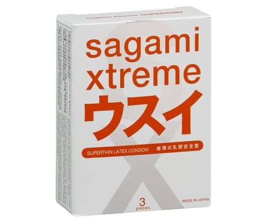 Ультратонкие презервативы Sagami Xtreme SUPERTHIN - 3 шт., фото 