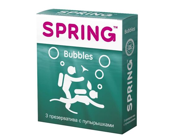 Презервативы SPRING BUBBLES с пупырышками - 3 шт., фото 