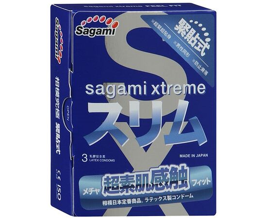 Розовые презервативы Sagami Xtreme FEEL FIT 3D - 3 шт., фото 