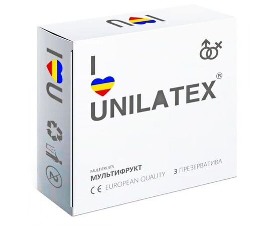 Разноцветные ароматизированные презервативы Unilatex Multifruits - 3 шт., Объем: 3 шт., Цвет: разноцветный, фото 