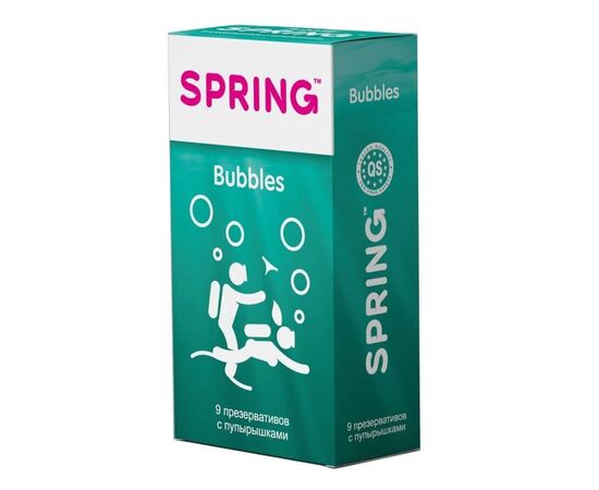 Презервативы SPRING BUBBLES с пупырышками - 9 шт., фото 