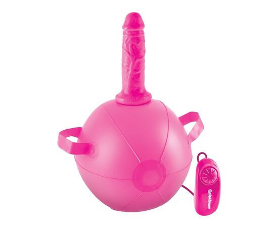 Розовый надувной мяч с вибронасадкой Vibrating Mini Sex Ball - 15,2 см., Цвет: розовый, фото 