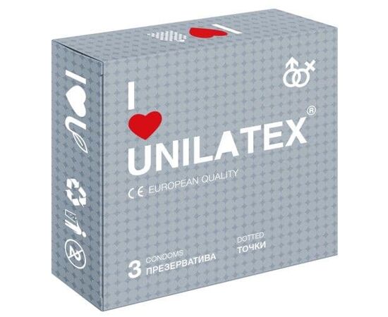 Презервативы с точками Unilatex Dotted - 3 шт., фото 
