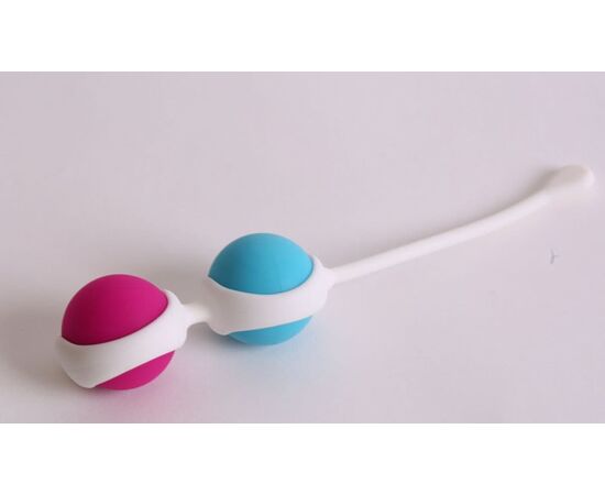 Вагинальные шарики с петелькой для извлечения, Цвет: голубой с розовым, фото 