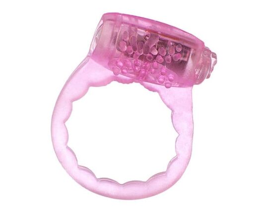 Тонкое розовое эрекционное кольцо с вибратором, фото 