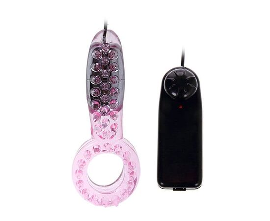 Нежно-розовое эрекционное кольцо с вибратором, фото 