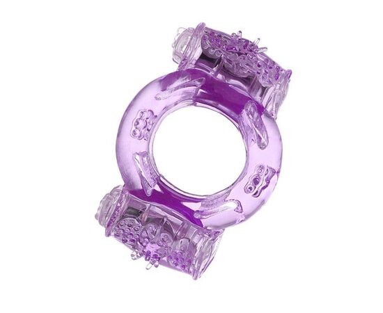 Фиолетовое виброкольцо с двумя вибропульками, фото 