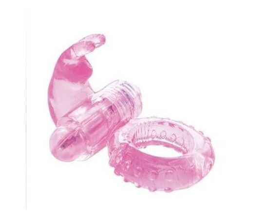Розовое вибрирующее кольцо с зайчиком, фото 