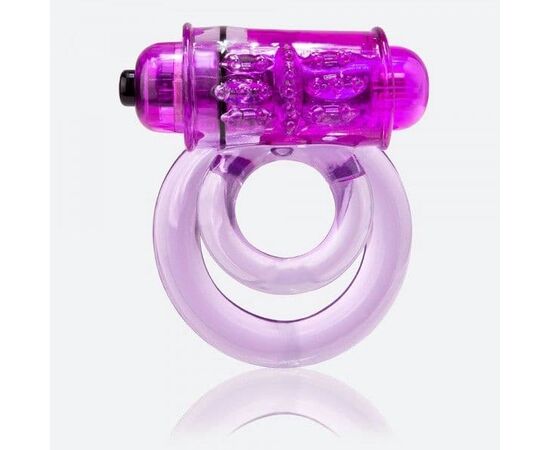 Фиолетовое двойное виброкольцо со стимулятором клитора Doubleo 6, фото 