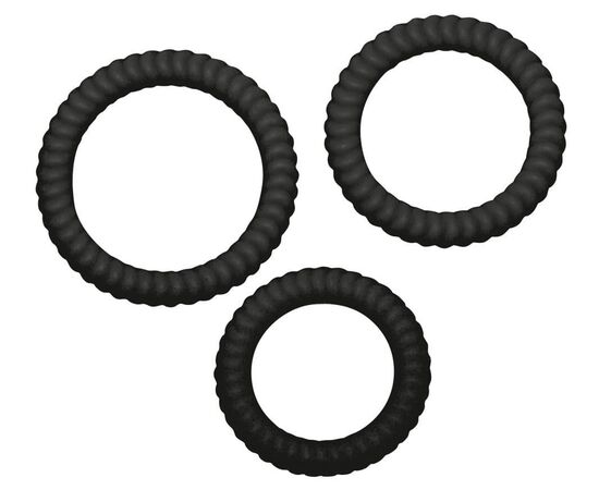 Набор из трех черных эрекционных колец, фото 