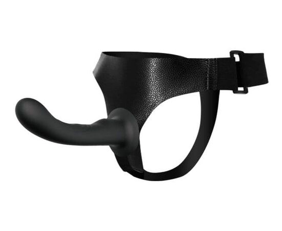 Страпон с изогнутой головкой Ultra Harness Curvy Dildo - 15,8 см., Цвет: черный, фото 