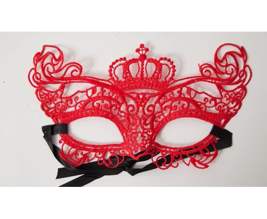 Кружевная маска в венецианском стиле с маленькой короной, Цвет: черный, фото 