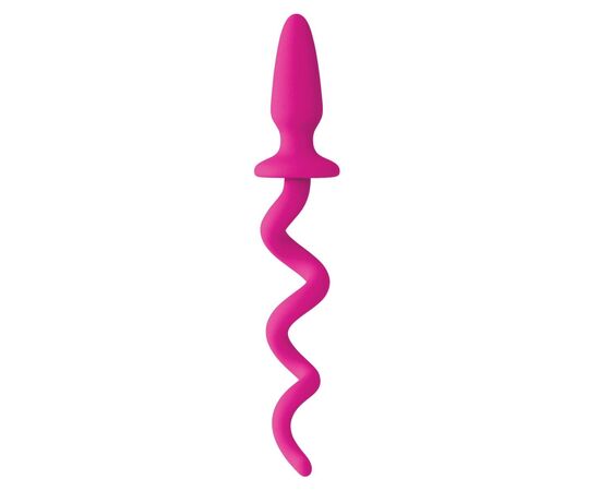 Розовая анальная пробка с хвостом-спиралью Oinkz, фото 