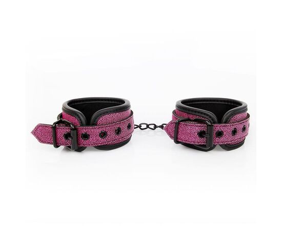 Розово-черные наручники с регулируемыми застежками, фото 
