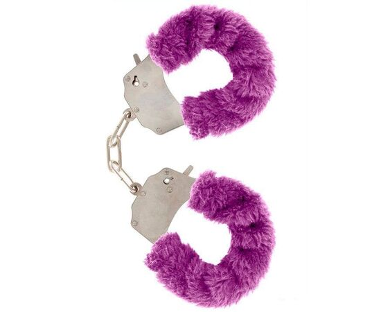Металлические наручники с фиолетовым мехом, фото 
