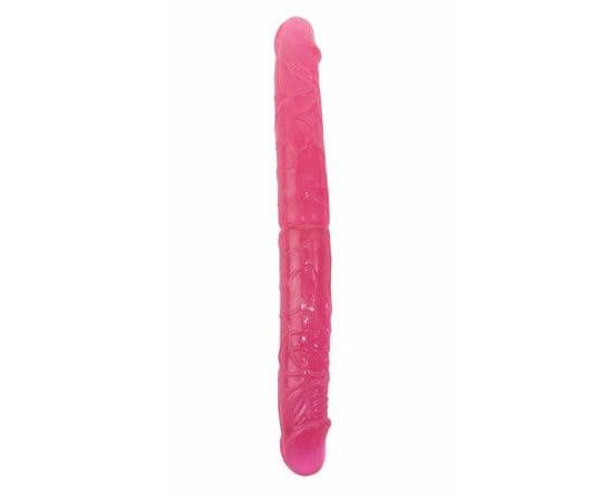Розовый двухголовый гнущийся фаллоимитатор - 37,4 см., фото 