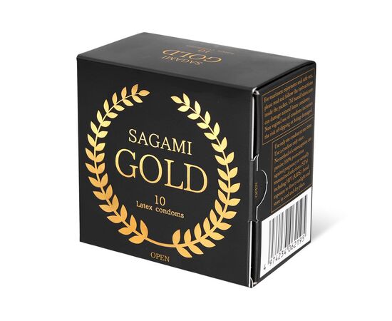 Золотистые презервативы Sagami Gold - 10 шт., фото 