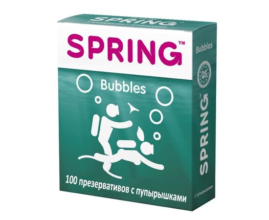 Презервативы SPRING BUBBLES с пупырышками - 100 шт., фото 