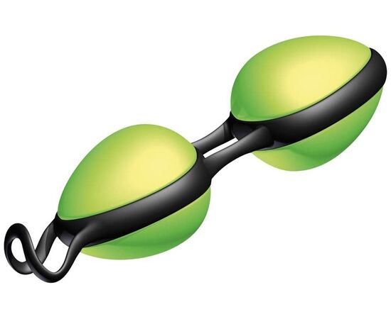Зелёные вагинальные шарики на чёрной сцепке Joyballs Secret, фото 