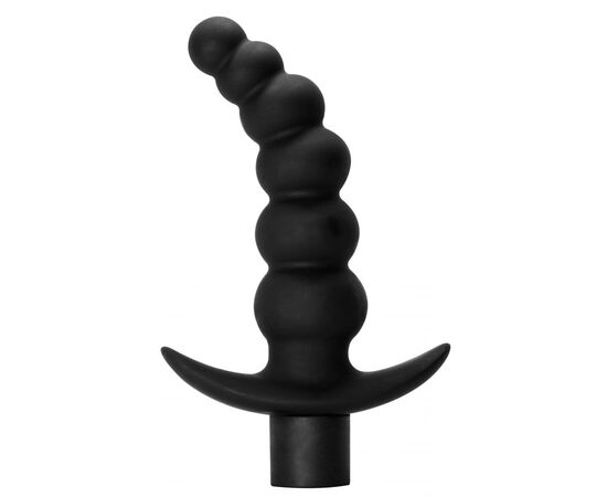 Чёрная анальная ёлочка с вибрацией Ecstasy - 14 см., фото 