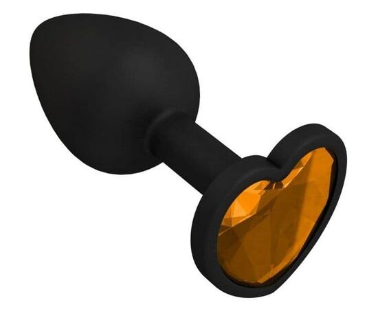 Черная силиконовая пробка с оранжевым кристаллом - 7,3 см., фото 