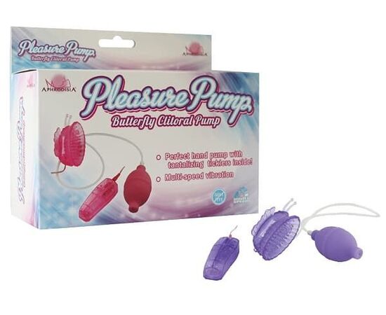 Фиолетовая помпа с вибрацией Pleasure Pump Butterfly Clitoral, фото 