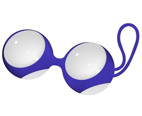 Белые стеклянные вагинальные шарики Ben Wa Medium в синей оболочке, фото 