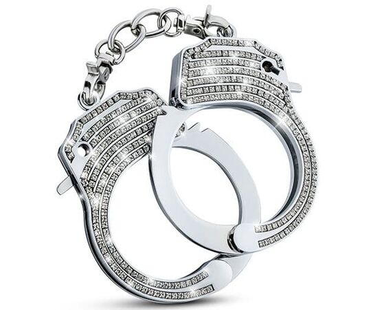 Серебристые наручники со стразами Bling Cuffs, фото 