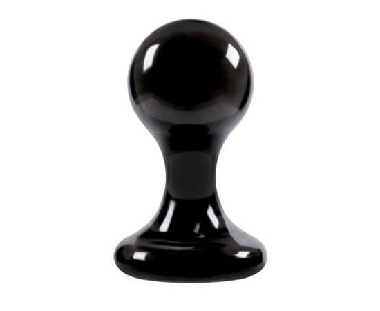 Большая чёрная анальная пробка Luna Balls на присоске - 9,5 см., фото 