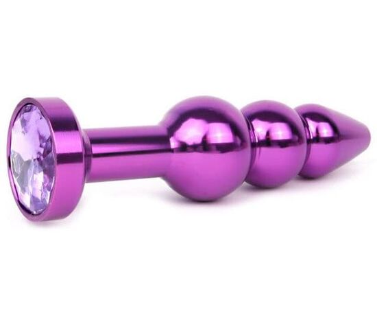 Удлиненная фиолетовая анальная втулка с фиолетовым кристаллом - 11,3 см., фото 