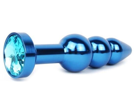 Удлиненная синяя анальная втулка с голубым кристаллом - 11,3 см., фото 