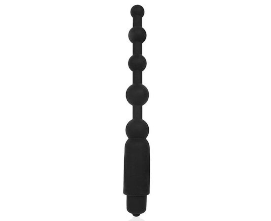 Черный силиконовый анальный вибромассажер-елочка - 18 см., фото 