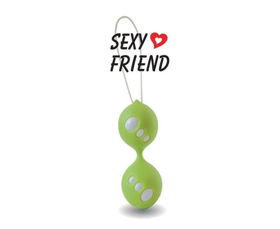 Зеленые силиконовые вагинальные шарики со шнурком, фото 