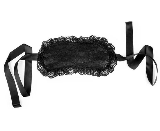 Черная кружевная маска с атласной лентой, фото 