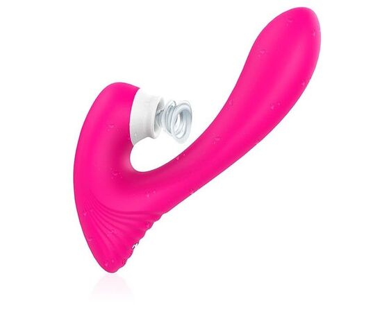 Ярко-розовый клиторальный стимулятор DAWN с вагинальным отростком, фото 