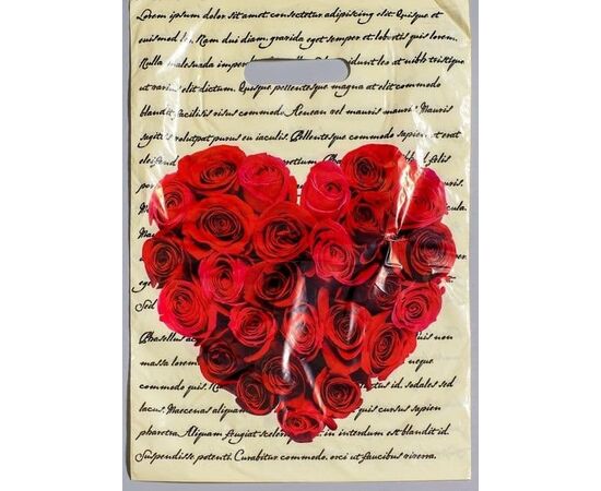 Подарочный пакет "Сердце из роз" - 30 х 40 см., фото 