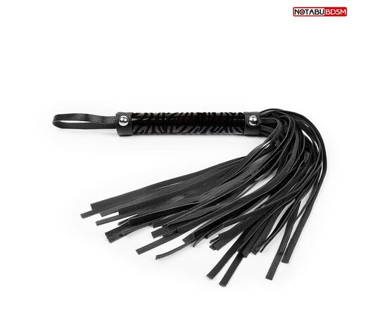 Черная гладкая плеть-флоггер с ручкой - 40 см., фото 