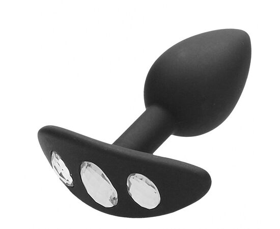 Черная анальная пробка Diamond Butt Plug With Handle - 8,6 см., фото 
