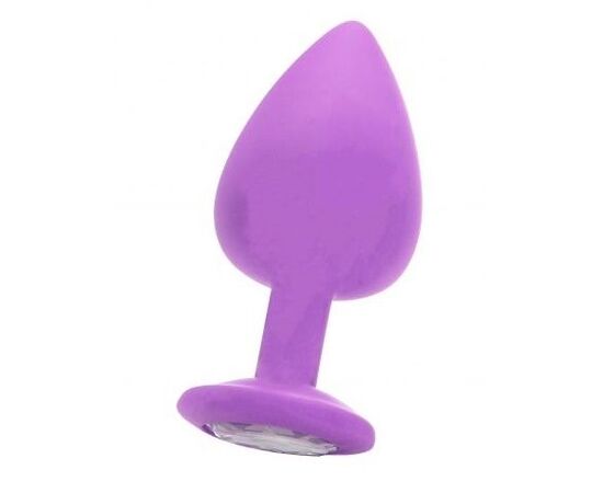 Фиолетовая анальная пробка OUCH! Extra Large Diamond Butt Plug с кристаллом - 9,3 см., фото 