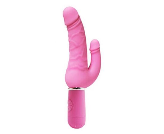 Розовый вибратор Levina Double Penis - 21,5 см., фото 