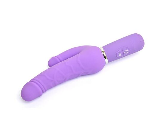 Фиолетовый вибратор Levina Double Penis - 21,5 см., фото 