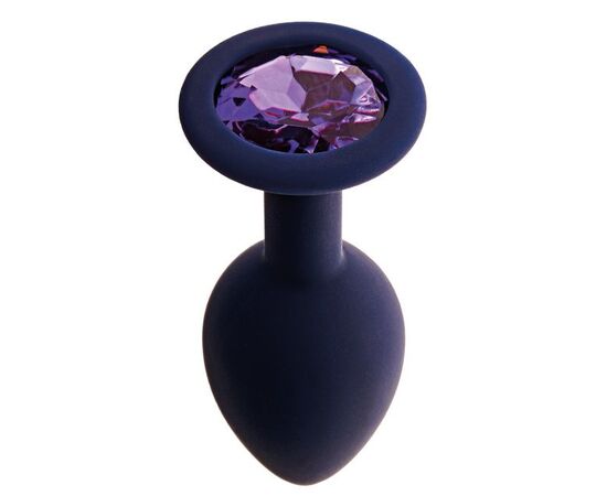 Черничная анальная пробка с фиолетовым кристаллом Gamma L - 9,4 см., фото 