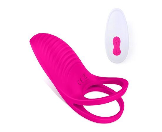 Эрекционное виброкольцо на пенис с пультом, Цвет: ярко-розовый, фото 