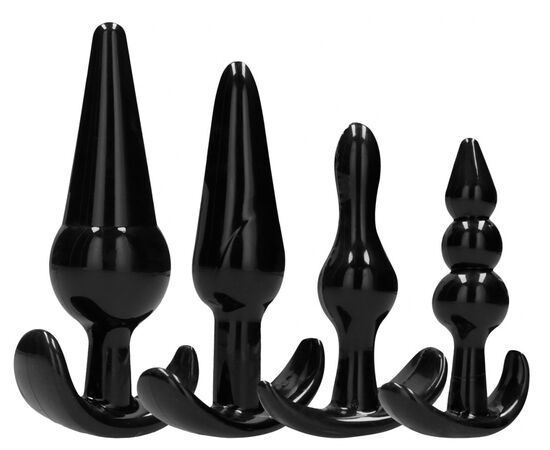 Набор из 4 черных анальных пробок N80 4-Piece Butt Plug Set, фото 