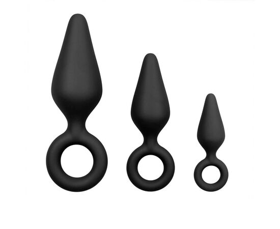 Набор из 3 черных анальных пробок Pointy Plug Set, фото 