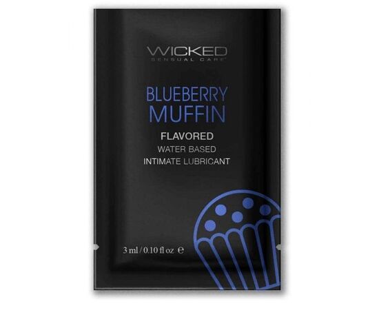 Лубрикант на водной основе с ароматом черничного маффина Wicked Aqua Blueberry Muffin - 3 мл., фото 