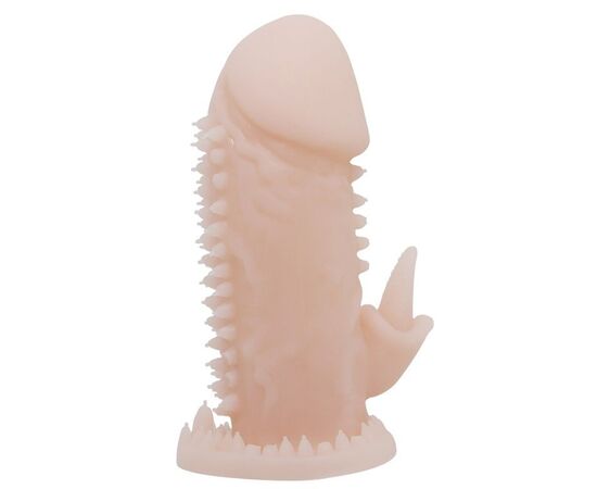 Телесная насадка на пенис со стимулятором клитора - 11,5 см., фото 