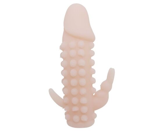 Телесная насадка на пенис со стимулятором клитора - 12,2 см., фото 