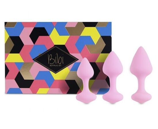 Набор из 3 анальных пробок Bibi Butt Plug Set, Цвет: нежно-розовый, фото 