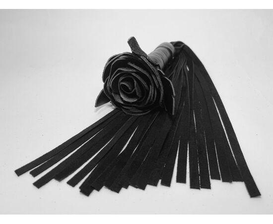 Черная замшевая плеть с розой в рукояти - 40 см., фото 